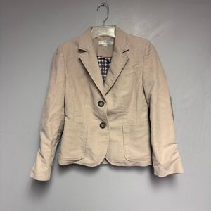 Boden Women’s camel tan Blazer jacket size 6 US elbow patches velvet like
